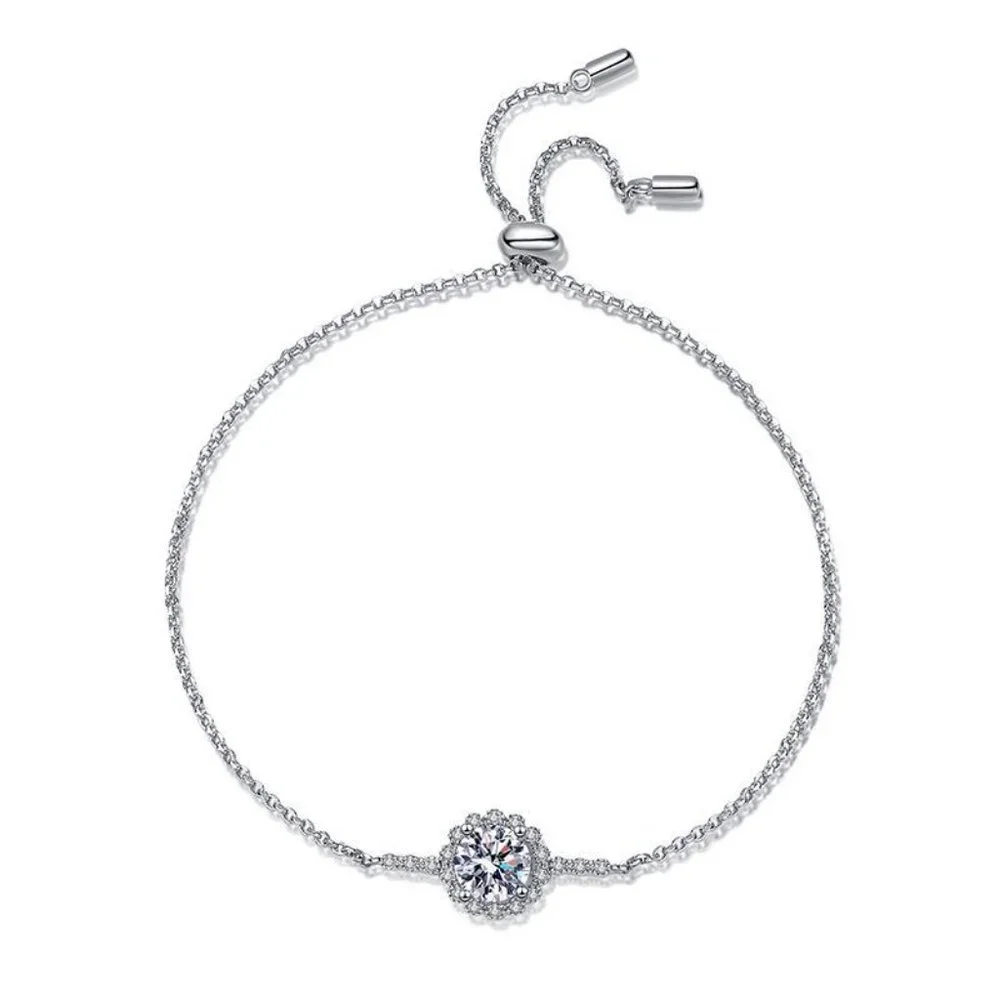 Certified 1ct. t.w. Moissanite Diamond Halo Bracelet NEW